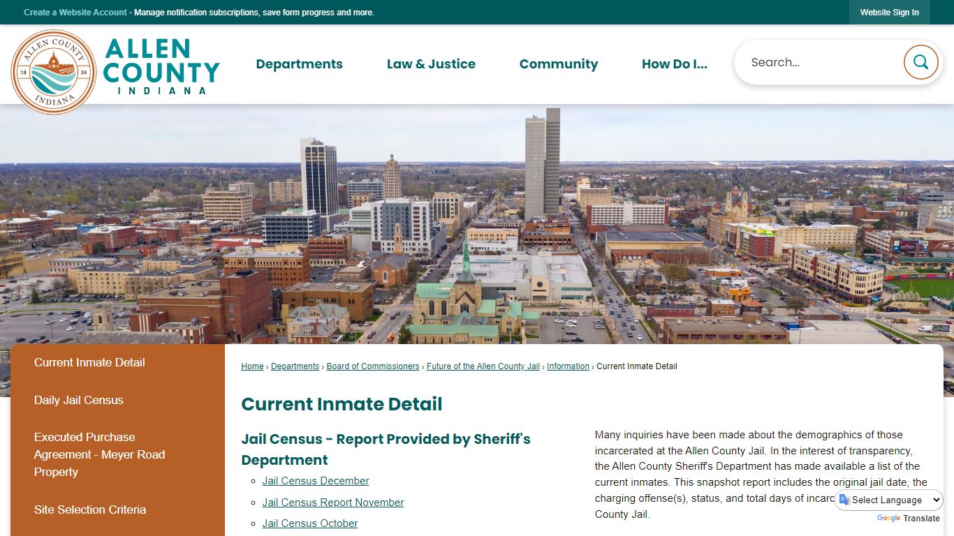 Current Inmate Detail | Allen County, IN